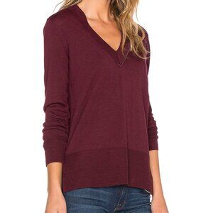 Rag & Bone • Leanna Merino Wool Burgundy Wine Red Purple V-Neck Sweater • L